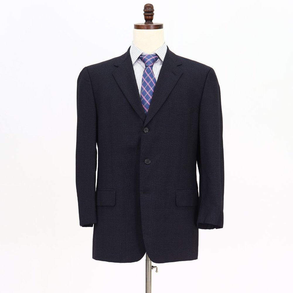 Joseph Abboud 42R Navy Check 3-Button Sport Coat Blazer Jacket V009